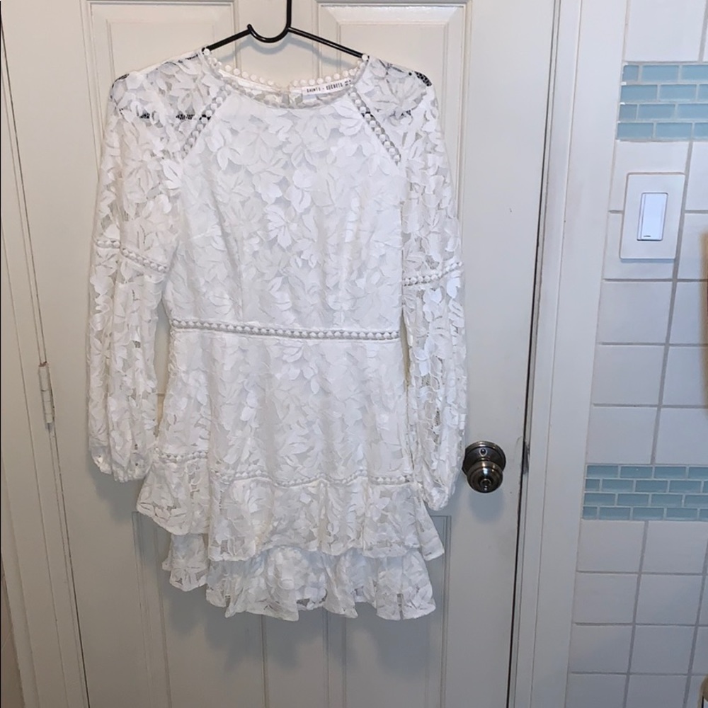 White lace mini dress